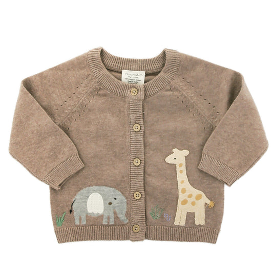 Organic Cotton 'Elephant & Giraffe' Cardigan