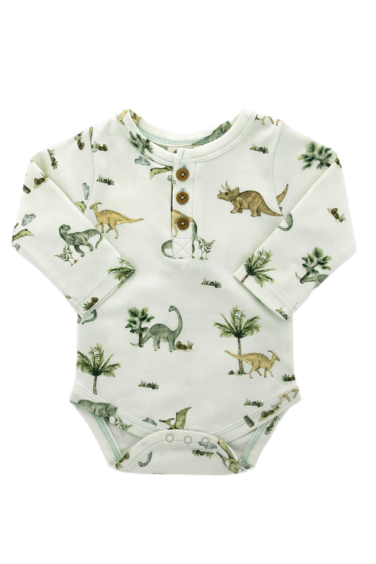 Organic Cotton 'Dinosaur' Henley Onesie