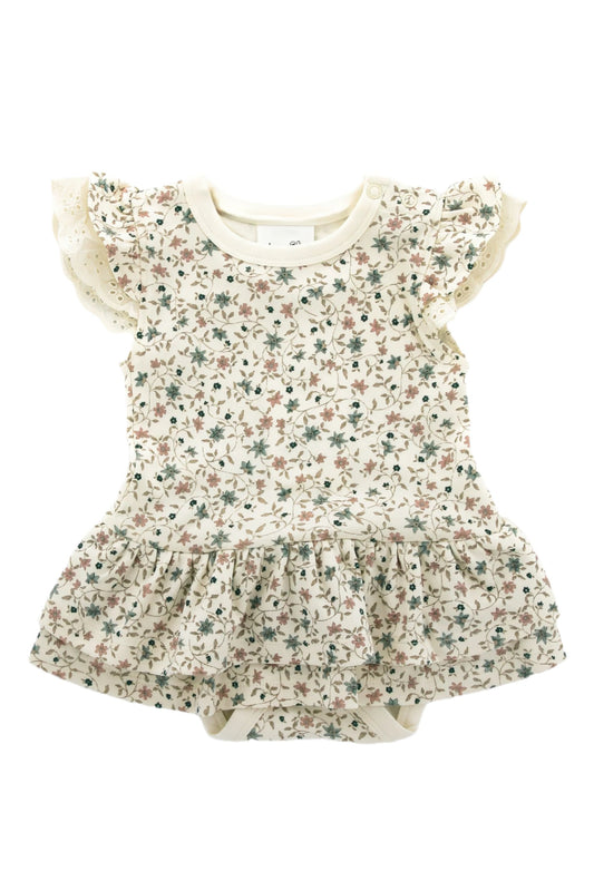 Organic Cotton 'Winter Floral' Onesie Dress