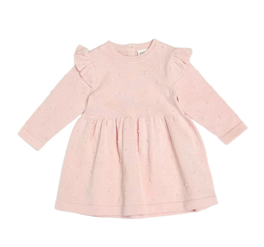 Organic Cotton Bobble Knit Dress 'Blush'