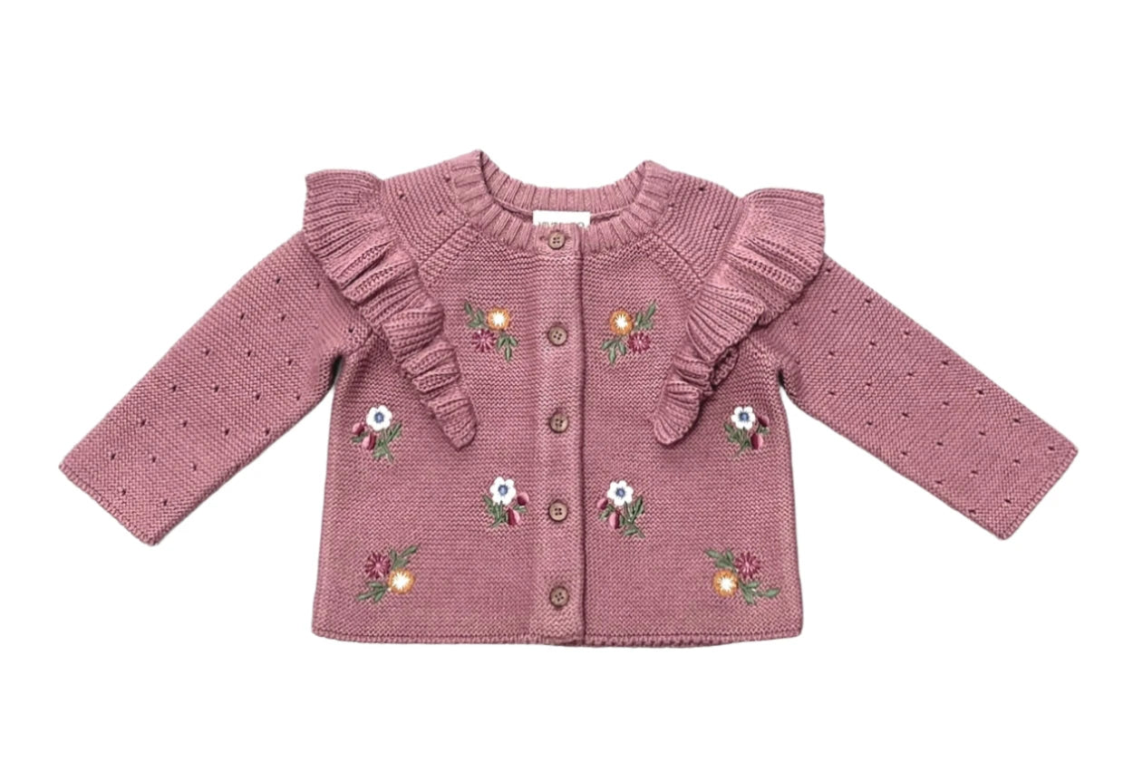 Organic Cotton Floral Cardigan 'Vintage Rose'