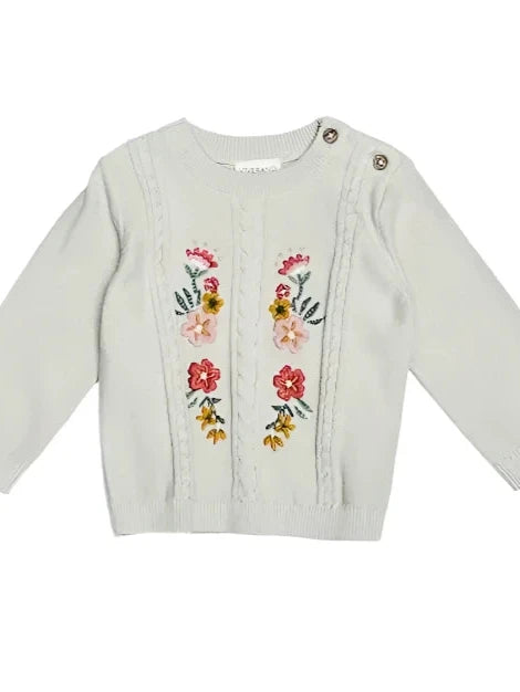 Organic Cotton Floral Sweater 'Stone'