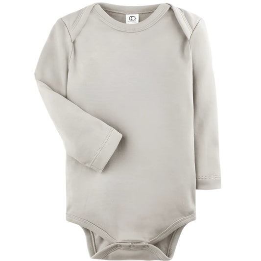 Organic Cotton Long Sleeve Bodysuit 'Stone'