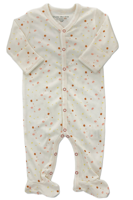 Organic Cotton Snap Front Footie 'Pink Dots'