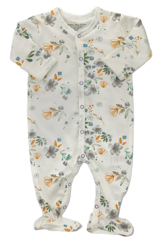 Organic Cotton Snap Front Footie 'Modern Daisy'