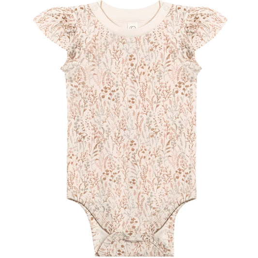 Organic Cotton Short Sleeve Bodysuit 'Marine Floral'