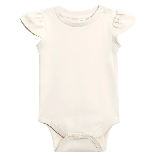 Organic Cotton Short Sleeve Bodysuit 'Ivory'