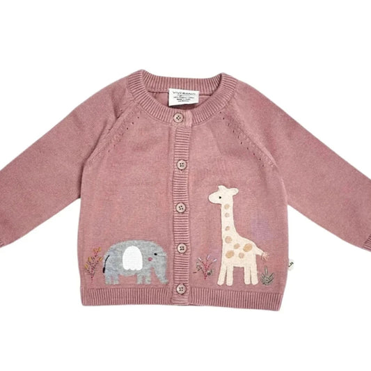 Organic Cotton 'Elephant & Giraffe' Cardigan