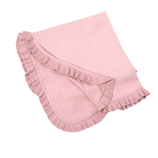 Organic Cotton Ruffle Blanket 'Mauve Pink'